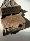 Antique Cast Iron Match Safe Match Holder With Striker Bottom 6-3 4 h X 4 w