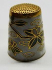 Vintage Cloisonne Enameled Thimble Brass Enamel Bird Flowers