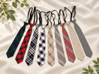 Kids 16 Inch Pre-tied Necktie Adjustable Neck Strap Boys Girls Solid Plaid Tie
