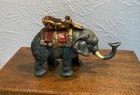 Vintage Cast Iron Mechanical Elephant Bank   Heavy   Works