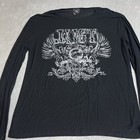 Y2k Just Cavalli Shirt Mens 56 Large Black Ribbed Graphic Stretch Lightweight