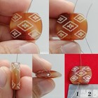 Ancient Etched Carnelian Dzi Bead Rectangular Red Agate Diamond Pattern Roman