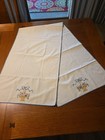 Vintage Linen Cross Stitch Table Runner   6 Napkins Embroidered Edge Handmade