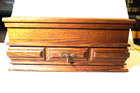 Oak Silverware Chest 2 Drawers Anti Tarnish Lining Flatware Box Vintage Decor