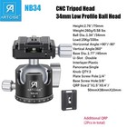 Low Profile Camera Tripod Ball Head  34mm All Metal Cnc Panorama Ball Head