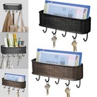Wall Mount Key Holder Letter Holder Organizer Mail Sorter W 5 Hooks Home Decor