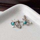 Vintage Handcrafted 925 Sterling Silver Turquois Flower Earrings - 2 31 G