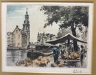 Framed Signed Amsterdam Art  River And Market Scene