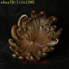9 Cm Chinese Boxwood Hand Carved Chrysanthemum Flower Incense Stand Decoration