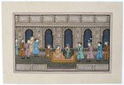 19th C Indo-persian Mughal Style Court Durbar Miniature Painting 13 5x9 5