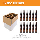 - 750ml Amber Wine Bottles  pack Of 12  Empty  Stretch Hock Liquor Glass Bottles