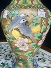 Pair Of Vintage Chinese Cloisonn   Enamel Vases     Birds   Peonies     10    Tall
