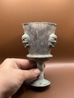 Very Old Ancient Greek Rare Patina Bronze Wine Cup With 3 Faces