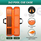 Pool Cue Case 3x3  Pool Stick Case Soft Padded Cue Case Holds 3 Butts And 3 Shaf