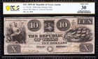 Amazing Choice Vf   Rare 1839  10 Republic Of Texas Note  Pcgs 30  Free Shipping