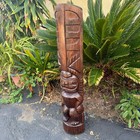 Lono Hawaiian Tiki  Half Statue Hand Carved 39 x 8 in
