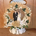 Vtg  1951 Wilton Wedding Cake Topper Flowers Arch Doves Brunette Bride   Groom