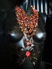 Statement Jewelry Multi Strand Necklace Pendant Whimsical Gothic Bat Vampire Bow