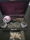Vintage Metal And Glass Portable Communion Set In Travel Case
