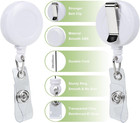 White Vertical Id Badge Holders With Retractable Round Reel Clips hard Plastic C
