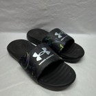 Under Armour Ansa Men s Cushioned Slide Sandals Logo Marbled Black Us 11