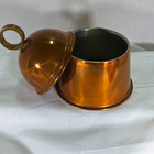  Copper And Brass Tea Caddy Or Kitchen Container Domed Body   Ring Handle Vtg