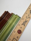 Lot Of 10 Vintage Art Glass Swizzle Sticks Stirrers Amber Smokey Green 6 Inch
