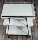 Vintage Cosco 3 Tier Cart Metal Rolling Bar Serving Mcm Atomic Retro White