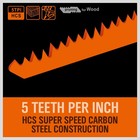 5-pack 9-inch Wood Pruning Reciprocating Saw Blades  5tpi Hcs Carbon Orange