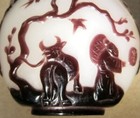 Chinese Snuff Bottle Overlay Classical Design  Wine Red