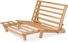 Queen Size Tri-fold Wood Futon Sofa Bed Lounger Frame - Space Saver  Natural    