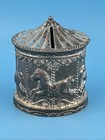 Vintage Silver Plate Carousel Horse Bank Piggy Coin Holder Decorative Rare