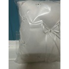 White Satin Ring Bearer Pillow Wedding Ceremony Pearls Rhinestone Bow