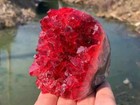 290g-330g Aura Red Geode Phantom Cluster Healing Titanium Rock Quartz Specimen