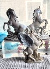 Lot Of 3 Vintage Unicorns Pegasus Model Horses Porcelain Irredesent Statue Fogue
