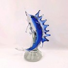 Fifth Avenue Hand Blown Art Glass Marlin Swordfish Figurine Blue Murano Style