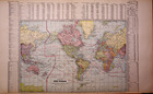1911 Map Of The World Including Ocean Currents   Ocean Travel Distances 17x29