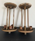 Vtg Pair Art Deco Machine Age Architectural Or Industrial Ceiling Light  3 Bulb