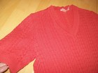True Vintage 1970 s Coral Light Cable Knit Sweater Small 70 s Made In Germany
