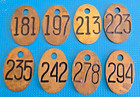 Lot Of 8 Vintage Solid Brass Cow   Cattle Tags