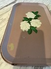 Vintage Floral Mcm Metal Tray Cottage Mid Century Retro Farmhouse