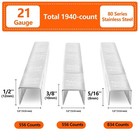 1 2 Inch Crown 21 Gauge Stainless Steel 304 Staples 1940-count 3 Sizes For 80   