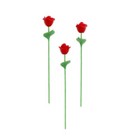 1 Miniature 3pc Loose Red Long Stem Roses Mini Flowers Fairy Garden Dollhouse