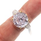 Sterling Silver Gold Accented Jumbo 10ct Cubic Zirconia Ring Size 9 25