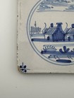 18th Century Dutch Delft Pottery Tile   C1800  13 Cm  Square  Blue   White 