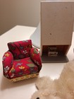 Vintage Lundby 1 18 Scale Dollhouse Red Flower Sofa  Chair  Fireplace   Bear Rug