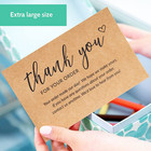 50 Large 4x6 Kraft Thank You Cards Small Business Supplies For Boutique Shops - 