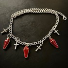 Red Coffin   Cross Necklace Goth Punk