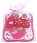 Baby Girl Gift Set Socks Mittens Bib Animal Print Cotton Newborn 2 Pack