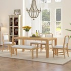 Vintage Extendable Dining Table Set For 4-6 With 4 Chairs And Bench Natural